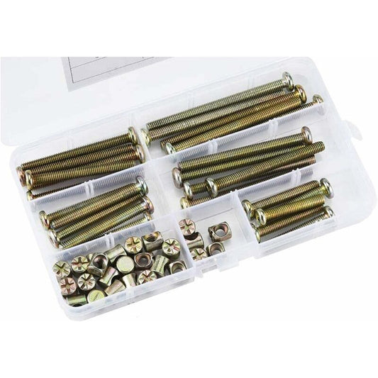 50 Pieces Hex Head Bolts, Bolts With Cylinder Nuts, Bolts With Cylinder Nuts Assortment Kit, For Furniture, V1188-MS-227-2374