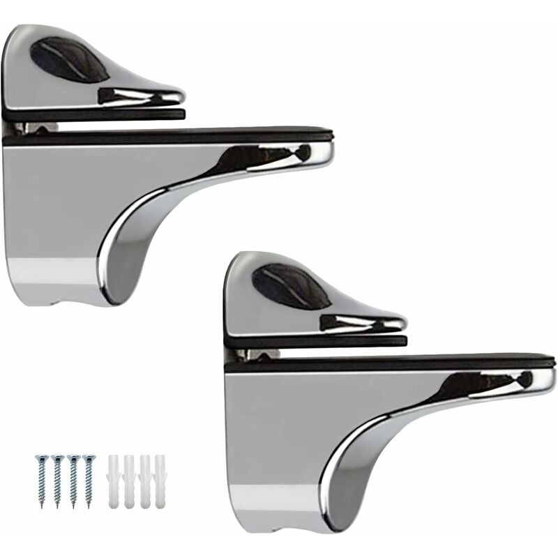 2-Piece Adjustable Glass Shelf Bracket, Support For 5-21Mm Thickness Wood/Glass Shelves V1188-MS-227-2377