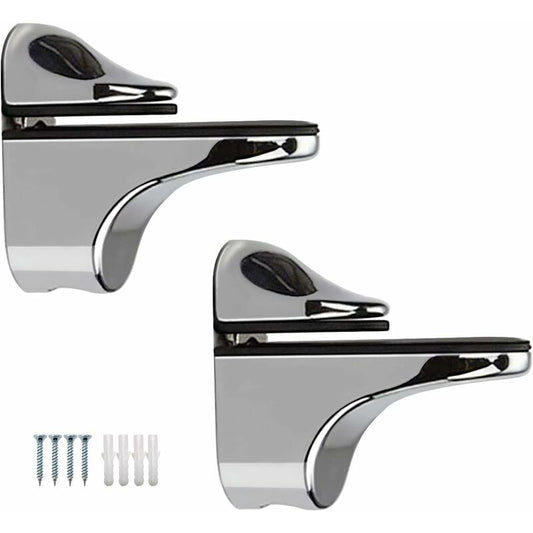 2-Piece Adjustable Glass Shelf Bracket, Support For 5-21Mm Thickness Wood/Glass Shelves V1188-MS-227-2377