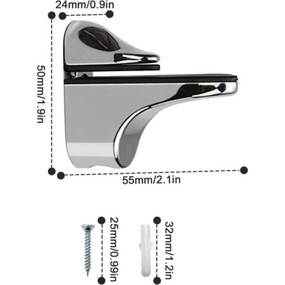 2-Piece Adjustable Glass Shelf Bracket, Support For 5-21Mm Thickness Wood/Glass Shelves V1188-MS-227-2377