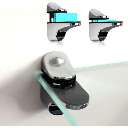 2-Piece Adjustable Glass Shelf Bracket, Support For 5-21Mm Thickness Wood/Glass Shelves V1188-MS-227-2377
