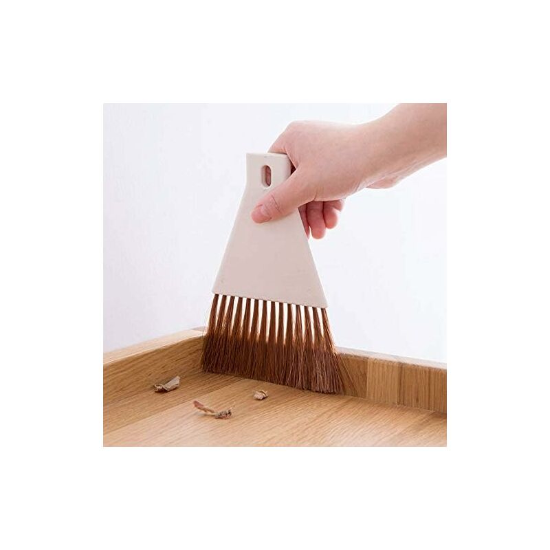 1Set Mini Dustpan Brush Sets, Cleaning Brush For Table, Desk, Countertop, Keyboard, Car, Camping (Beige) V1188-MS-227-2383
