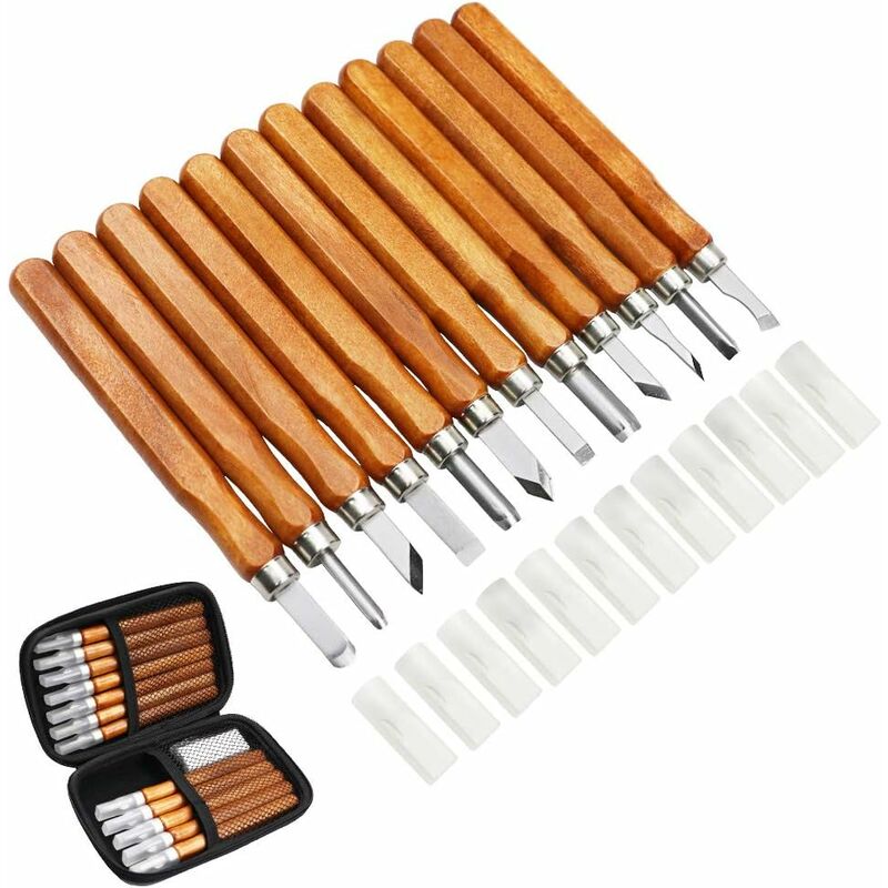 12 pcs Wood Carving Tool Kit - Professional Carving Chisels Knife Handle Carving Sculptures Expert Carpenter V1188-MS-227-2388
