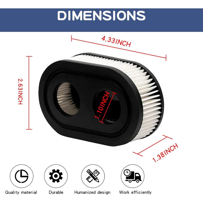 2 pcs Lawn Mower Air Filter, Air Filter For Briggs & Stratton 798452 And 5432 Engine Parts, Lawn Filter V1188-MS-227-2389