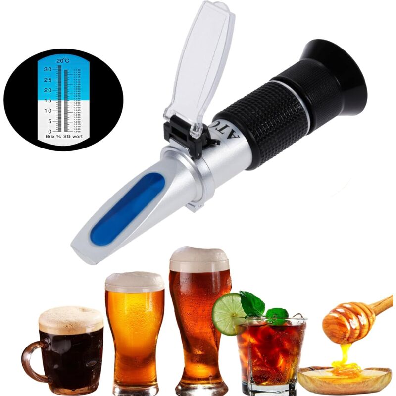 Brix Refractometer, Beer Wort Refractometer, Dual Scale - Specific Gravity 1.000-1.120 And Brix 0-32%, V1188-MS-227-2392