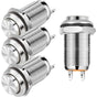 4 pcs 12Mm 3A 12V/24V/125V/250V Ac Self-Locking Waterproof Push Button Switch Nickel Plated Copper On Off V1188-MS-227-2402
