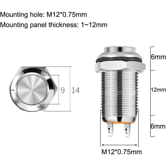 4 pcs 12Mm 3A 12V/24V/125V/250V Ac Self-Locking Waterproof Push Button Switch Nickel Plated Copper On Off V1188-MS-227-2402