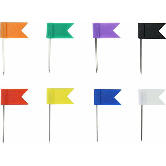 160 Pack Flag Pins, 35Mm Multicolor Push Pins For Cork Board, World Map (8 Assorted Colors) V1188-MS-227-2413