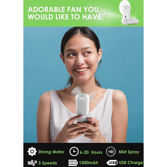 Portable Misting Fan, 3 In 1 Handheld Fan, 3 Adjustable Speeds, Foldable Personal Fan For Girls Women V1188-MS-227-2414