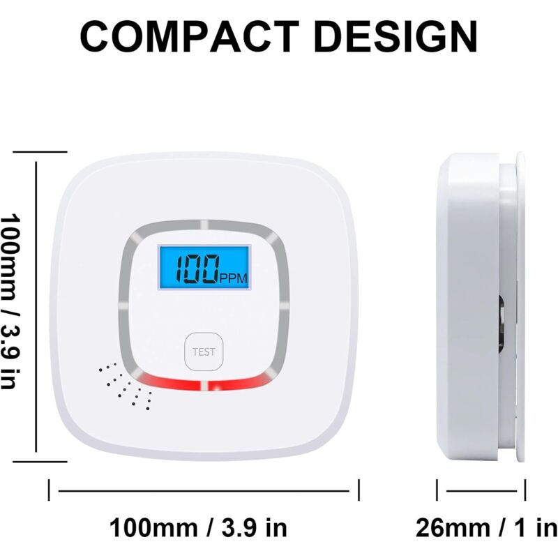 Battery Operated Carbon Monoxide (Co) Detector, En 52091 Certified, Carbon Monoxide Detector With Digital V1188-MS-227-2417