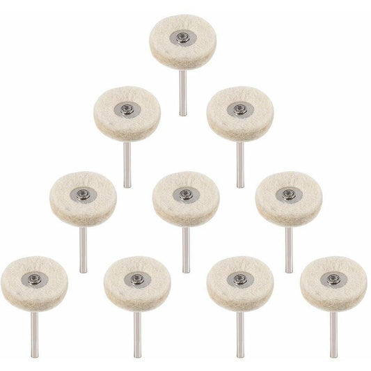 10 pcs Polishing Wheel 25Mm Wool Felt Buffing Wheels Drill Grinder Wheels Brushes ROtary Tool With Handle V1188-MS-227-2421
