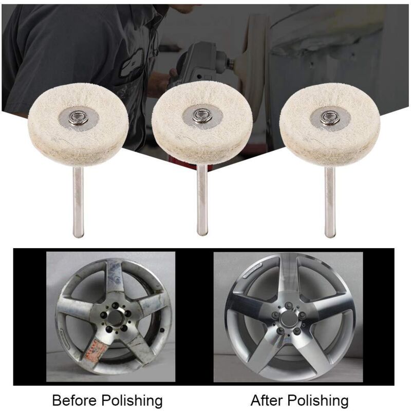 10 pcs Polishing Wheel 25Mm Wool Felt Buffing Wheels Drill Grinder Wheels Brushes ROtary Tool With Handle V1188-MS-227-2421