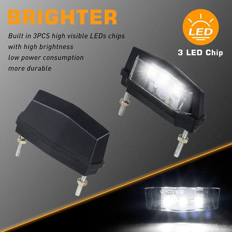 1 Pc Motorcycle License Plate Light, 12V Universal Motorcycle LED Tail Light Rear License Plate Lamp, White V1188-MS-227-2428
