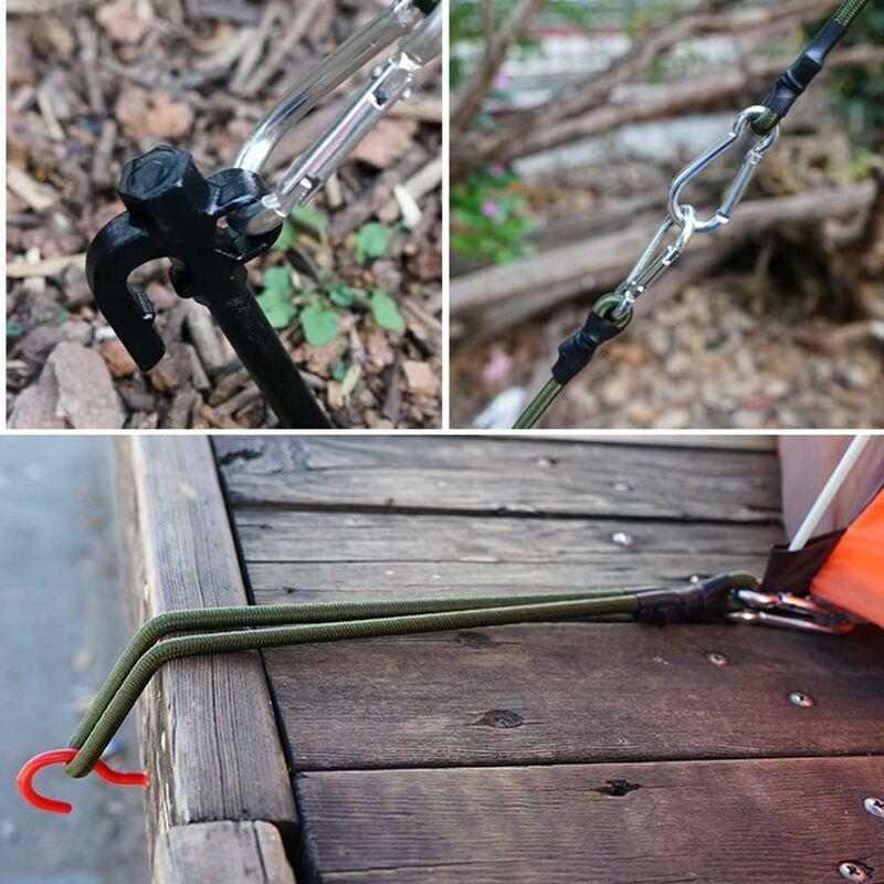 2 Pack 30Cm Heavy Duty Mini Bungee Cords With Carabiner For Camping, Luggage, Travel V1188-MS-227-2430