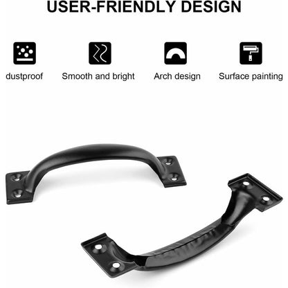 Black Furniture Handle, 10 Pieces Kitchen Cabinet Handles, Arc Drawer Handles, Effortless Push And Pull, With V1188-MS-227-2431
