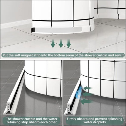Foldable Shower Barrier And Water DAm Retention System Keeps Water Inside Threshold (1M, Magnetic Style-White) V1188-MS-227-2432