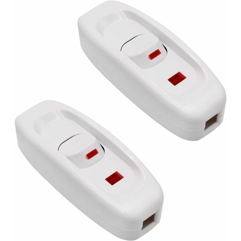 2 pcs Ac 250V 10A Inline On/Off ROcker Switch Desk Lamp Cable Switch With LED Indicator White V1188-MS-227-2433