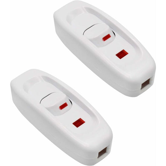 2 pcs Ac 250V 10A Inline On/Off ROcker Switch Desk Lamp Cable Switch With LED Indicator White V1188-MS-227-2433