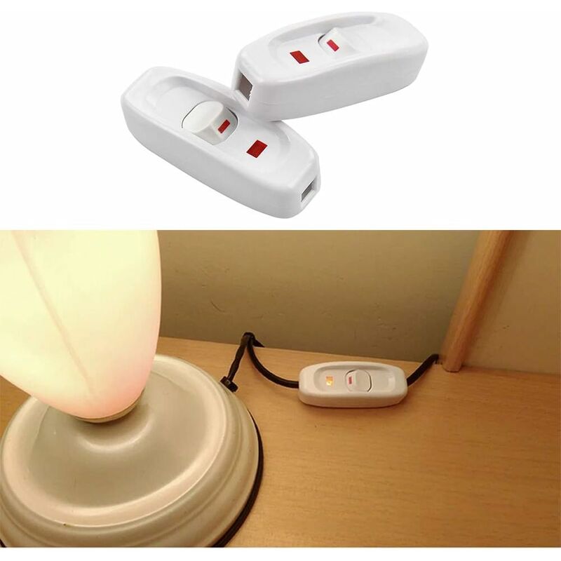 2 pcs Ac 250V 10A Inline On/Off ROcker Switch Desk Lamp Cable Switch With LED Indicator White V1188-MS-227-2433