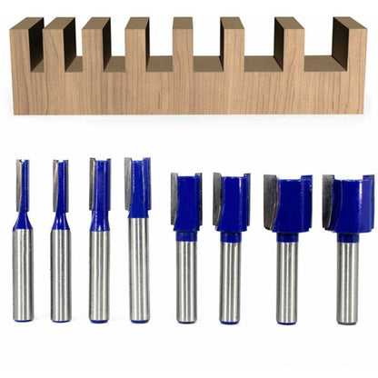 8 pcs 8Mm Shank Double Flute Straight ROuter Bit Set For Woodworking Tools 5Mm, 6Mm, 8Mm, 10Mm, 12Mm, 14Mm, V1188-MS-227-2434