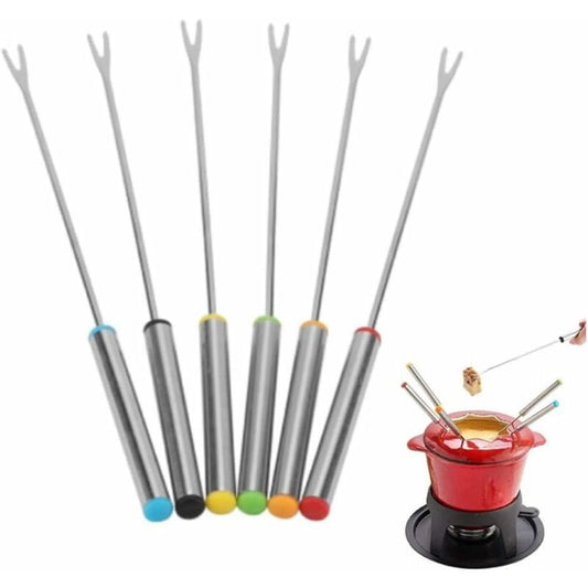 6 pcs Fondue Forks, Stainless Steel Fondue Forks, Chocolate Fondue Forks For Fruit Barbecue Pot Fork Fondue V1188-MS-227-2436