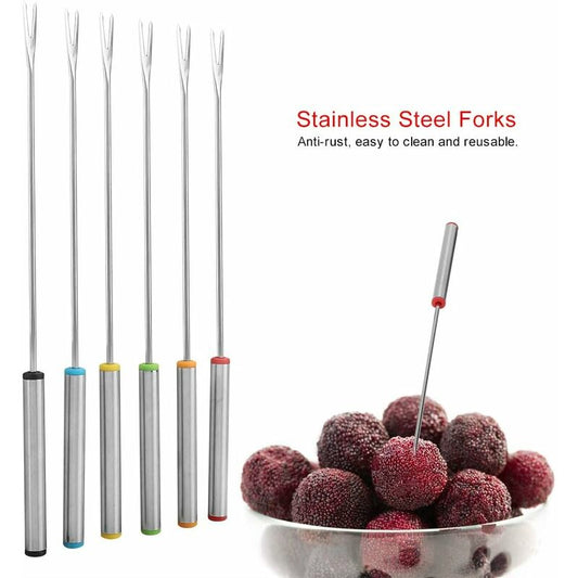 6 pcs Fondue Forks, Stainless Steel Fondue Forks, Chocolate Fondue Forks For Fruit Barbecue Pot Fork Fondue V1188-MS-227-2436