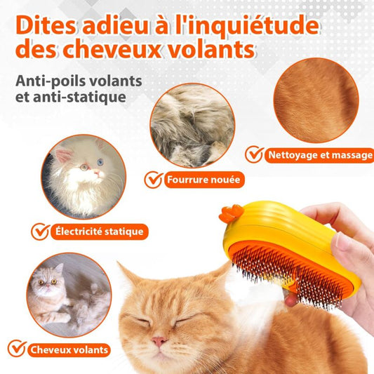 Cat Steam Brush With Release Button, Rechargeable Cat Steam Brush For Long And Short Hair Cats Dogs Rabbits, V1188-MS-227-2443