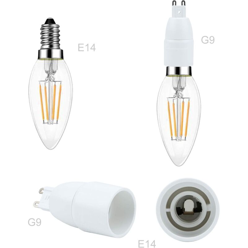 4X Lamp Socket Adapter G9 To E14 In White - 4 pcs Set Reformatting Converters For Lamp Sockets For V1188-MS-227-2445