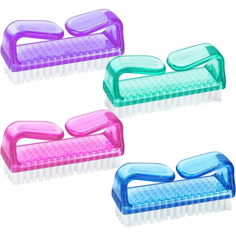 Handle Nail Brushes - 4 pcs Plastic Nail Cleaning Brushes - Scrub Brushes For Cleaning Nails V1188-MS-227-2449