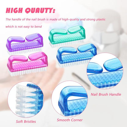 Handle Nail Brushes - 4 pcs Plastic Nail Cleaning Brushes - Scrub Brushes For Cleaning Nails V1188-MS-227-2449