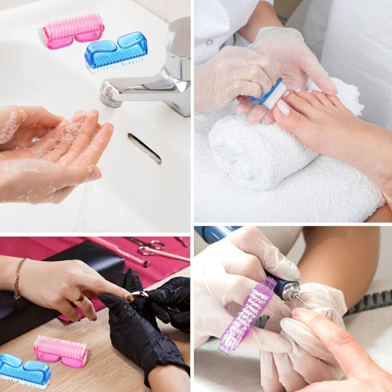 Handle Nail Brushes - 4 pcs Plastic Nail Cleaning Brushes - Scrub Brushes For Cleaning Nails V1188-MS-227-2449