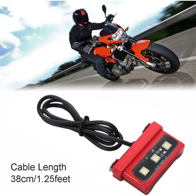 1Pc Cnc Motorcycle License Plate Light, Universal 12V Motorcycle LED Rear Brake Tail Light Lamp, White Light, V1188-MS-227-2450
