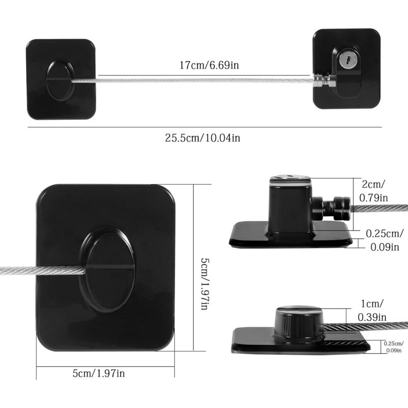 3 Pack Child Safety Window Lock, Adhesive Refrigerator Door Lock Opening Limit Cable Child Safety Window V1188-MS-227-2453