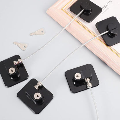 3 Pack Child Safety Window Lock, Adhesive Refrigerator Door Lock Opening Limit Cable Child Safety Window V1188-MS-227-2453