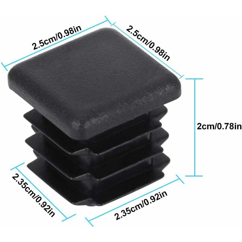 Decareta 20 pcs Chair Leg Cap, Square Pipe Cap, Plastic Square Post Cap For Furniture Feet Trampoline Cabinet V1188-MS-227-2456