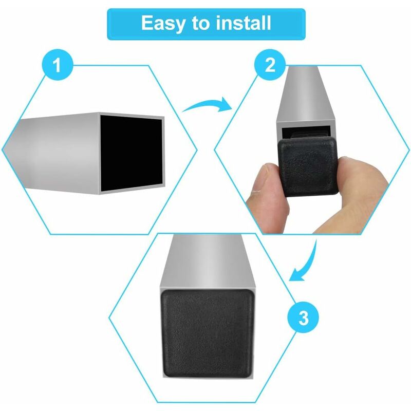 Decareta 20 pcs Chair Leg Cap, Square Pipe Cap, Plastic Square Post Cap For Furniture Feet Trampoline Cabinet V1188-MS-227-2456