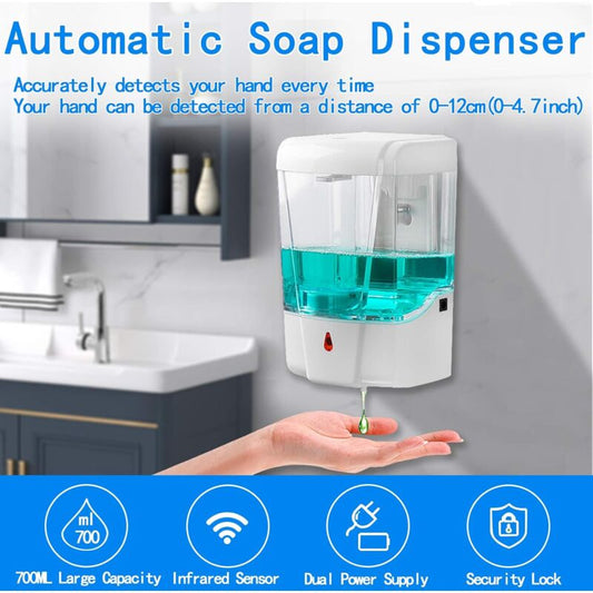 Automatic Hand Soap Dispenser, 700Ml Wall Mounted Soap Dispenser, Touchless Hand Sanitizer Shampoo Dispenser, V1188-MS-227-2460