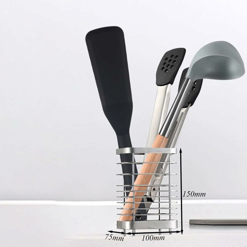 Stainless Steel Kitchen Utensil Holder, Cutlery Holder, Utensil Rack, Countertop Organizer, Restaurant V1188-MS-227-2470