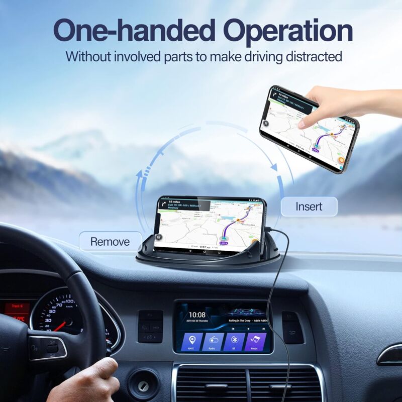 Car Phone Holder, Anti-Slip DAshboard Mount Cell Phone Holder Compatible For Other Smartphone (Black) V1188-MS-227-2474