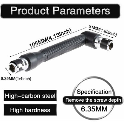 Mini Screwdriver And Bits, 1/4" Drive, L-Shaped Double Head Hexagonal Handle Extension Socket Wrench Flathead V1188-MS-227-2475