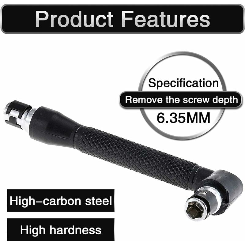 Mini Screwdriver And Bits, 1/4" Drive, L-Shaped Double Head Hexagonal Handle Extension Socket Wrench Flathead V1188-MS-227-2475