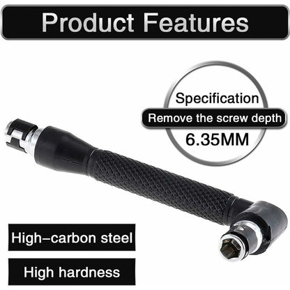Mini Screwdriver And Bits, 1/4" Drive, L-Shaped Double Head Hexagonal Handle Extension Socket Wrench Flathead V1188-MS-227-2475