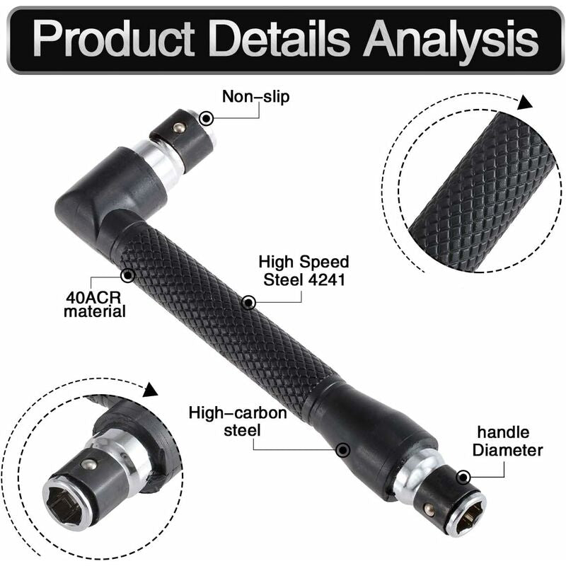 Mini Screwdriver And Bits, 1/4" Drive, L-Shaped Double Head Hexagonal Handle Extension Socket Wrench Flathead V1188-MS-227-2475
