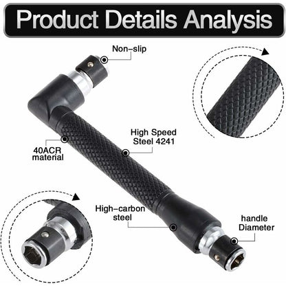 Mini Screwdriver And Bits, 1/4" Drive, L-Shaped Double Head Hexagonal Handle Extension Socket Wrench Flathead V1188-MS-227-2475
