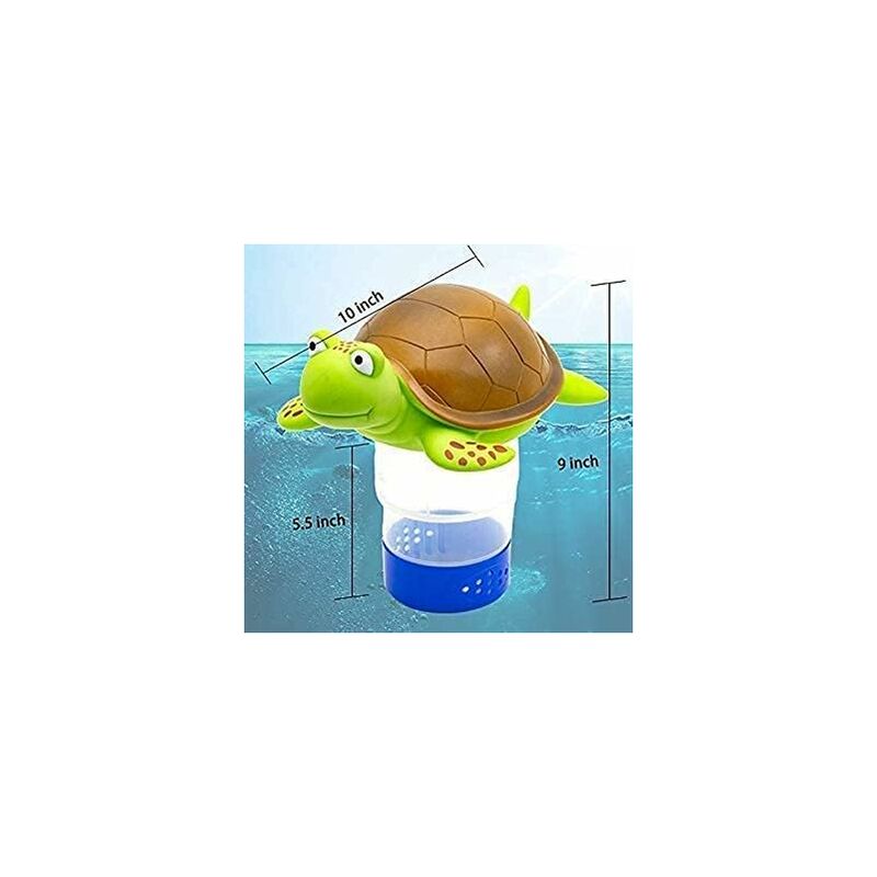Premium Floating Pet Chlorine Dispenser For Chemical Tablets Compatible With 3" Tabs Bromine Holder (Turtle) V1188-MS-227-2484