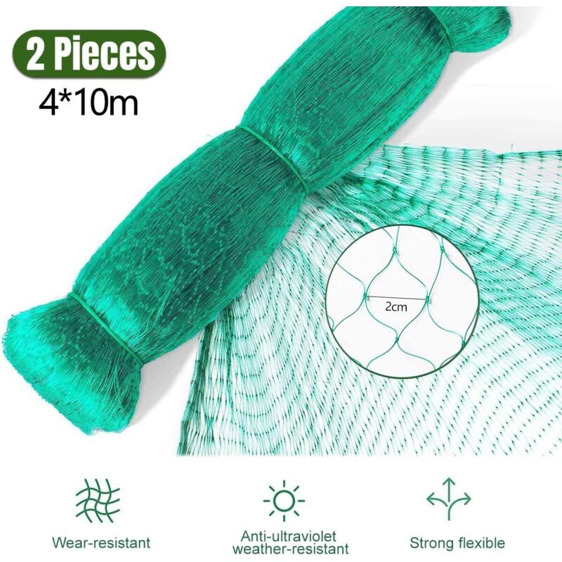 Chicken Netting, 2 Pieces Anti Bird Netting, 4M X 10M Bird Netting, Fruit Tree Netting, Protective Netting, V1188-MS-227-2486