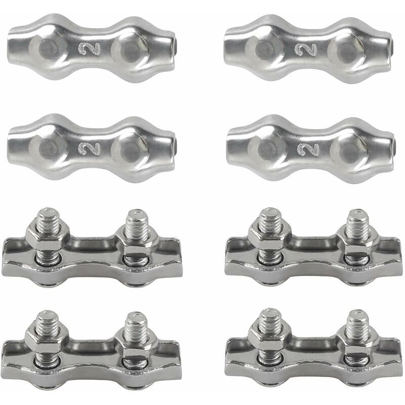 M2 Duplex Cable Clips 304 Stainless Steel Duplex Cable Clips For Wire ROpe Clotheslines Sun Sails Hanging V1188-MS-227-2487