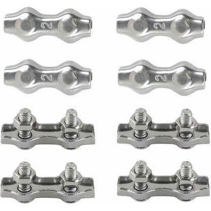 M2 Duplex Cable Clips 304 Stainless Steel Duplex Cable Clips For Wire ROpe Clotheslines Sun Sails Hanging V1188-MS-227-2487