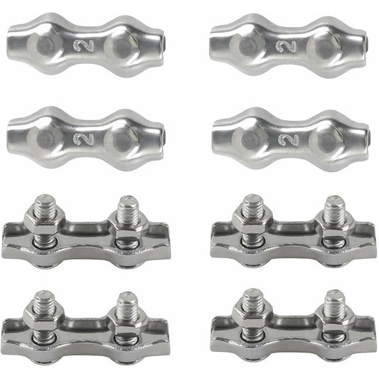 M2 Duplex Cable Clips 304 Stainless Steel Duplex Cable Clips For Wire ROpe Clotheslines Sun Sails Hanging V1188-MS-227-2487