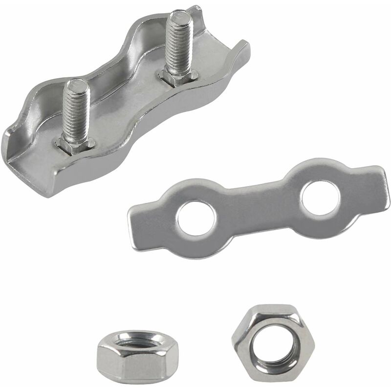 M2 Duplex Cable Clips 304 Stainless Steel Duplex Cable Clips For Wire ROpe Clotheslines Sun Sails Hanging V1188-MS-227-2487